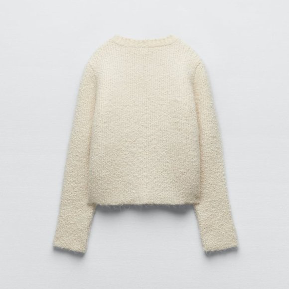 Sweat Zara Effet Bouclé Crème/or - Taille 164 (12-13 Ans) - Occasion Très Bon état - Réf BI820